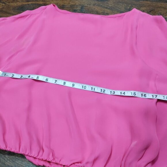 Alice & Olivia 100% Silk 3/4 Sleeve Boat Neck Whimsy Boho Sway Blouse Top Pink S - Picture 12 of 13